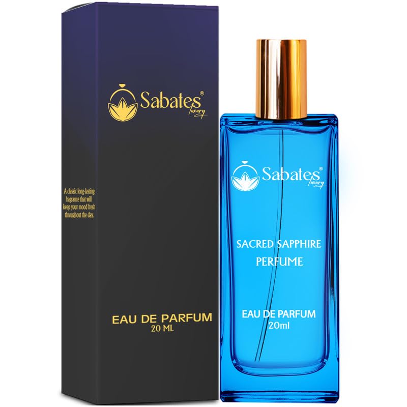 Sabates Sacred Sapphire Eau De Parfum 20ml 0.6 Fl.oz. | Suitable For Both Daytime & Nighttime | Long Lasting Fragrance For Women