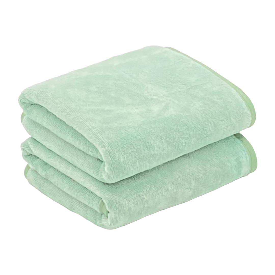 Patpug Ultra Soft Microfiber Hand Towel 400 | Comfortable, Fade Resistant, Highly Absorbent, Quick Drying Towel (Light Green) - 2 Piece