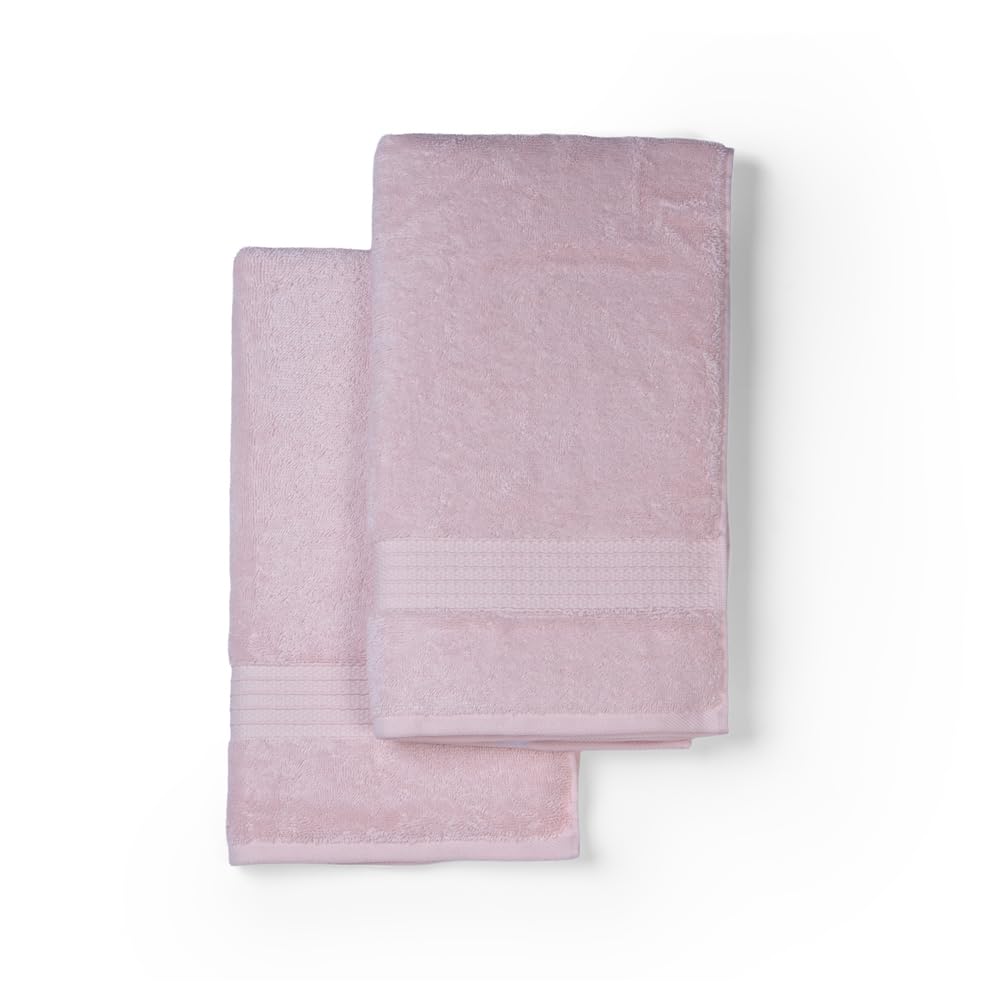 Feather & Spun Organic Cotton Lavender Fragrance Hand Towel 500 Gsm | Anti Microbial Fade Resistant Double Needle Stitch Hand Towel (Velvet Rose) - Pack Of 2