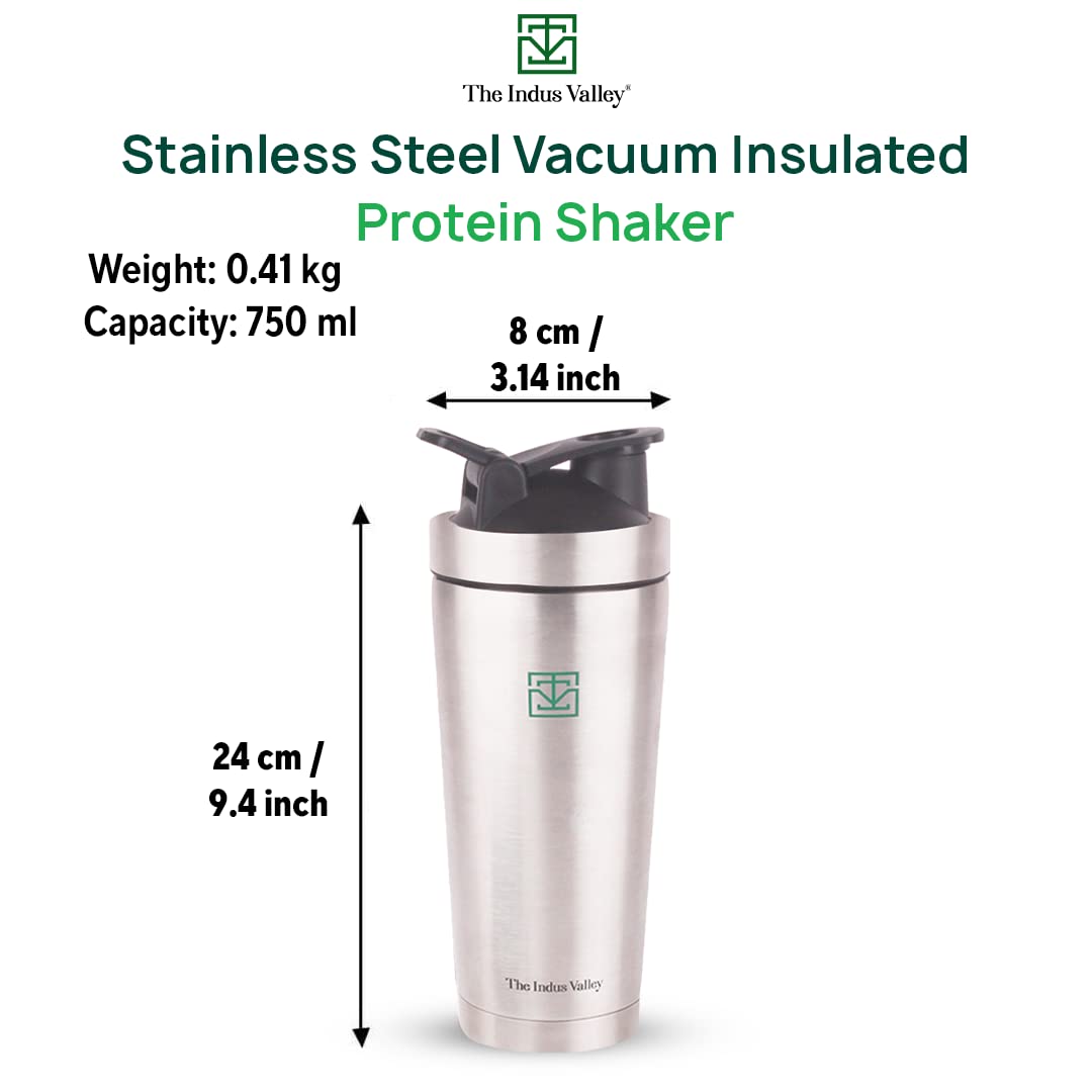 Vacuum Insulated Stainless Steel Gym Shaker Bottle With Steel Agitator For Pre Workout - 750ml, 7.2 Inch, Protein Sipper, Shaker Bottle | Durable, BPA Free, 100% Leak Proof