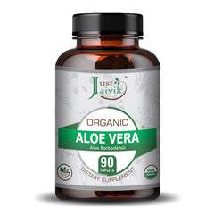 Just Jaivik Organic Aloe Vera Tablets For All Wellness & Rejuvenation, Manages Metabolism, Good For Skin & Hair | 750mg 90 Tablets, 150gm 0.3lbs
