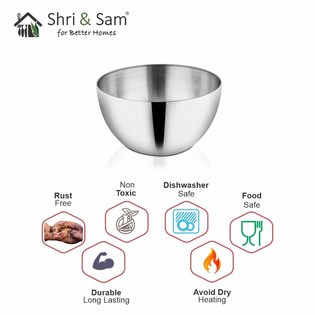 Silver Stainless Steel Ikea Bowl - 29 Cm, 6400ml | Dishwasher Safe, Rust Free & Lightweight