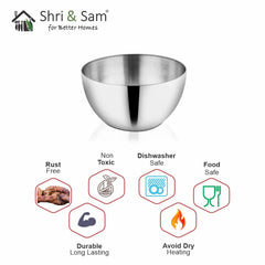 Silver Stainless Steel Ikea Bowl - 15 Cm, 900ml | Dishwasher Safe, Rust Free & Lightweight