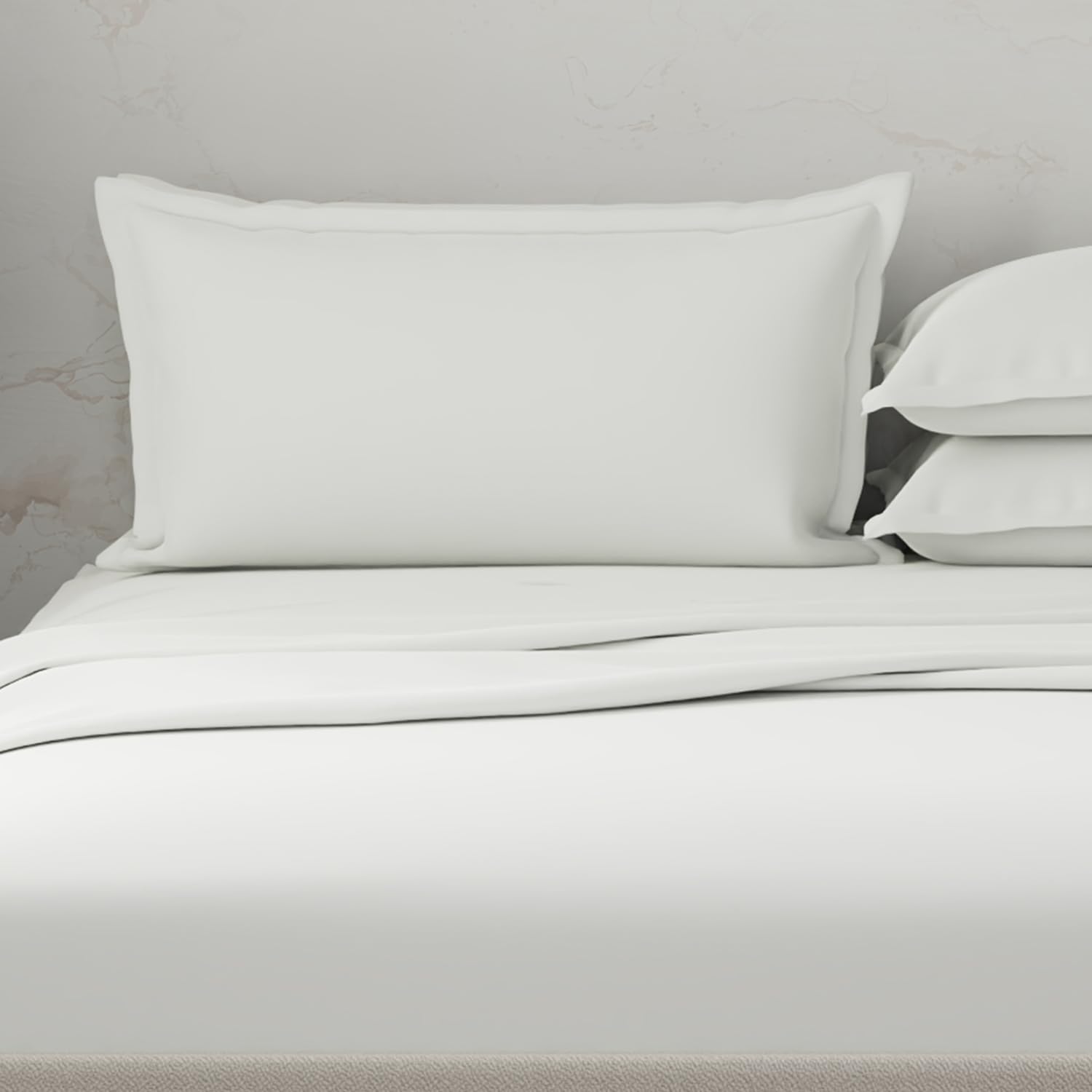 100% Cotton Plain Bedsheet Set With 4 Pillow Covers - 108 X 108 Inches, White | 300 Thread Count - Gift For Weddings Or Anniversary King Size Bedsheet