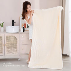 HomeCloud Microfiber Soft & Fuffy Bath & Face Towel 400 Gsm With Hanging Loop | 3x Softer Than Cotton Towels | Highly Absorbent Set Of 2 (Beige)
