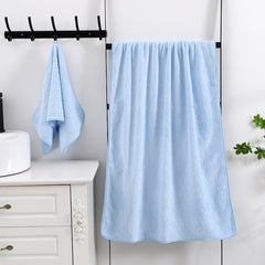 HomeCloud Microfiber Soft & Fuffy Bath & Face Towel 400 Gsm With Hanging Loop | 3x Softer Than Cotton Towels | Highly Absorbent Set Of 2 (Waves SkyBlue)