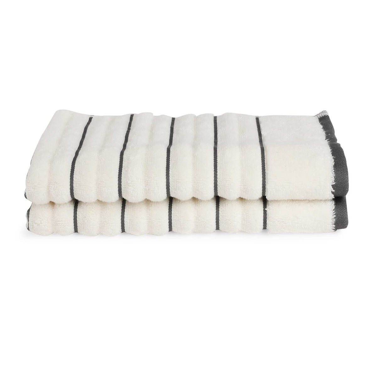 Spaces 100% Cotton Hand Towel 400 Gsm | High Loft Ribbed Texture High Absorbency Hand Towel -White