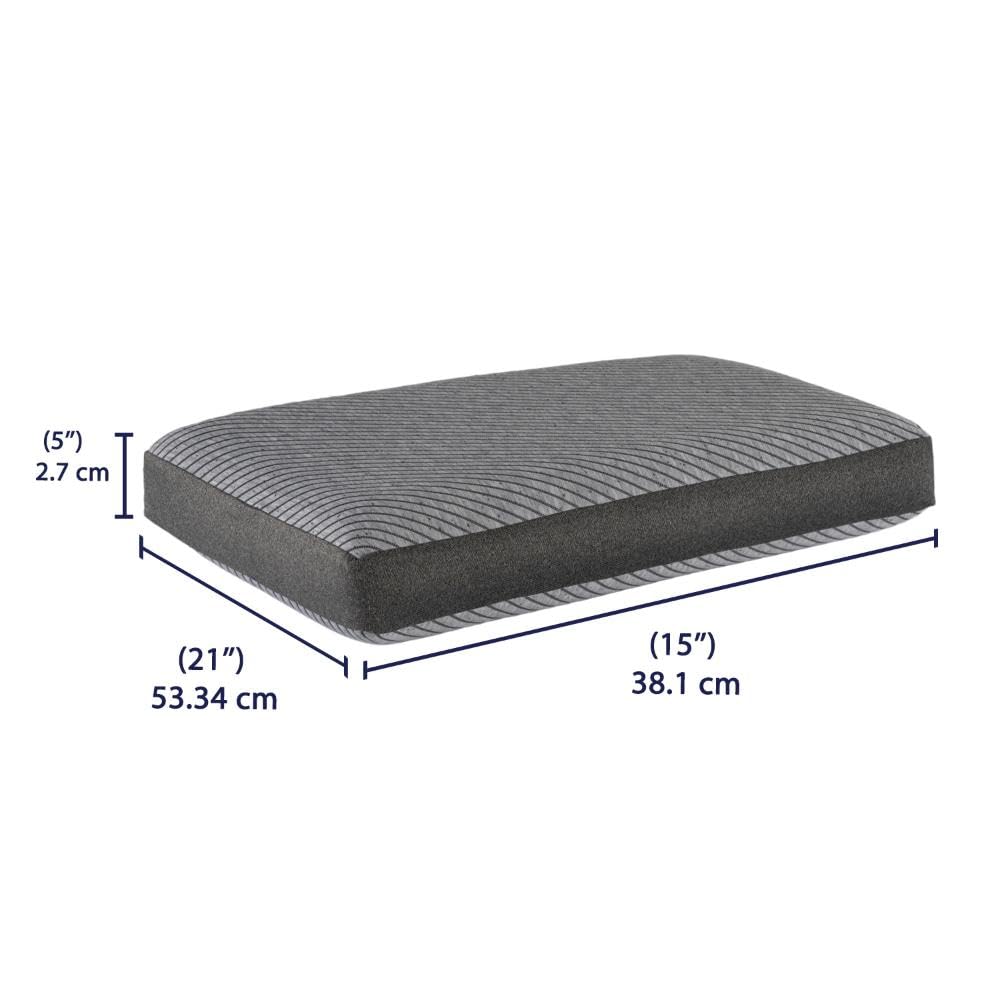 Memory Foam Pillow For Sleeping, Orthopedic Pillows For Neck Pain, Dark Grey - 21 X 15 X 5 Inch | Memory Foam Pillows, Bed Pillow, Medium Firm, Care - Light Machine Wash - Set Of 2