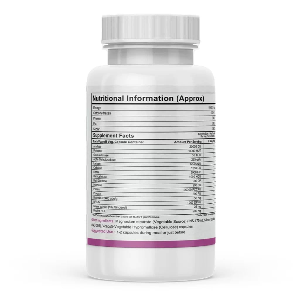 Autoimmunity Care Veg Digest All Care, Advanced Digestive Enzymes, Multi Enzyme Amylase , Prevents Indigestion, Bloating, Gas & Discomfort | 30 Veg Capsules, 50gm 0.1lbs