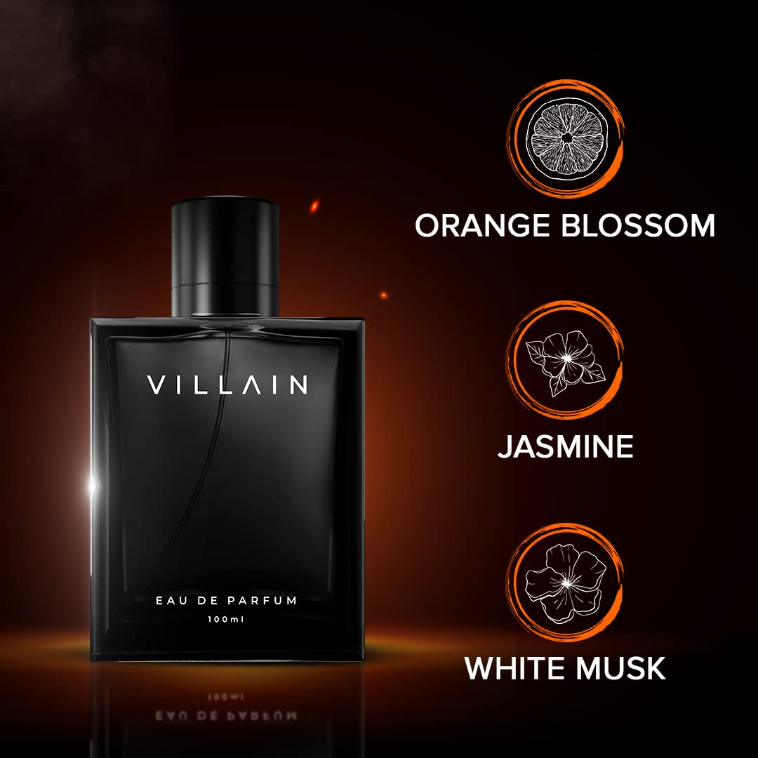 Villain Black Eau De Parfum For Men 100ml 3.4 Fl.oz. Masculine Luxury Fragrance | Long Lasting | Party Wear