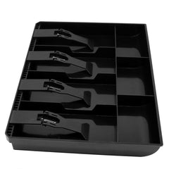 Abs Plastic Cash Tray 4 Cash, Bills & 3 Coin Compartment Cash Drawer Safe Box, Colour - Black