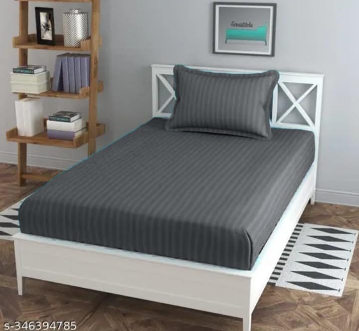 Bedsheet Single Bed With 1 Pillow Cover - 60 X 90 Inches, Dark Grey | Ideal For Home, Hotel, Guest House | Soft, Elegant Microfiber For Ultimate Comfort
