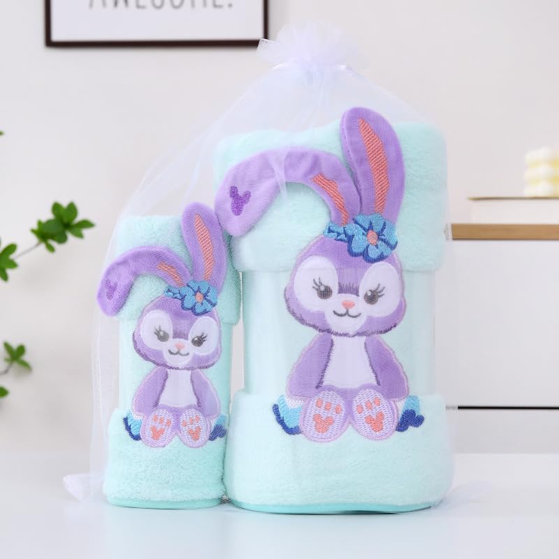 Homecloud Super Soft Rabbit Bath Towel With Hand Towel 700 Gsm | 3x Softer Than Cotton Towels A Gift For Baby Shower | Set Of 2 (Sky Blue)