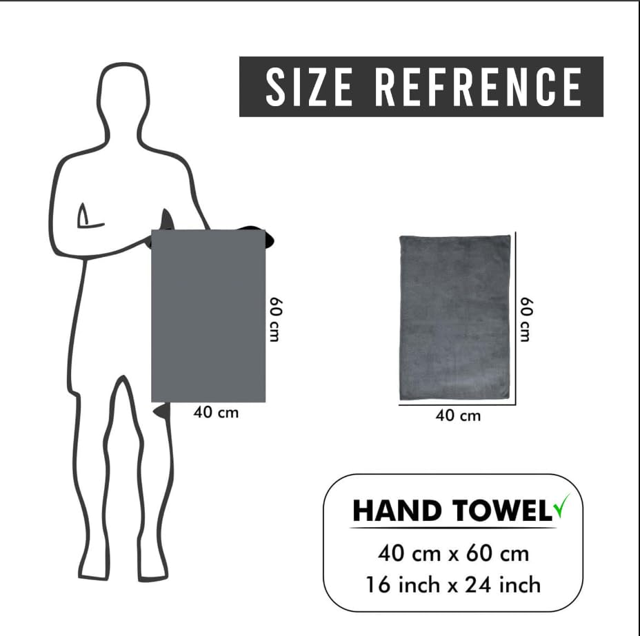 Super Soft Microfiber Breathable Face Towels 600 Gsm | Quick Dry Gym Sweat Towels Napkin For Hand (Blue, Purple & Grey) - 3 Pcs