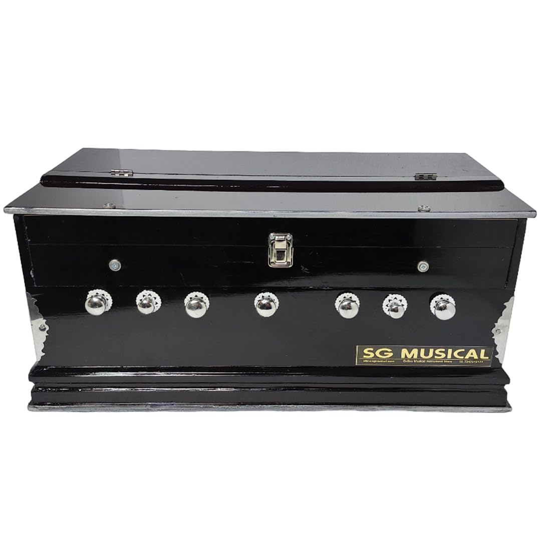 Musical Instrument Harmonium - 7 Stopper, 3 1/4 Octave, Double Bellow, Two Reeds (Base- Male), 39 Smooth Conditioned Keys | 2 Side Carry Handle