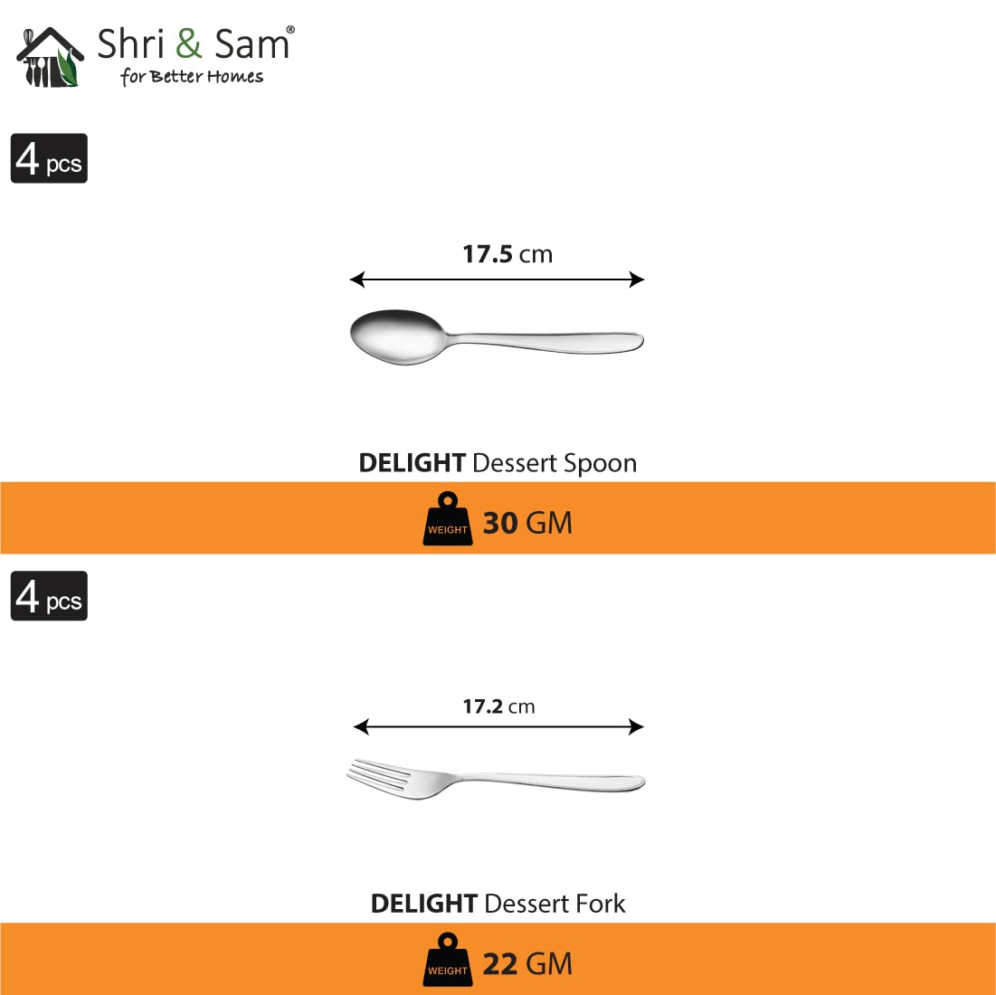 Stainless Steel Delight Solid Dinner Set Of 28 Pieces, Silver | 4 Dinner Plates+ 4 Glasses+ 8 Bowls+ 4 Pudding Bowls+ 4 Dessert Spoons+ 4 Dessert Fork - Easy To Clean & Dishwasher-Safe