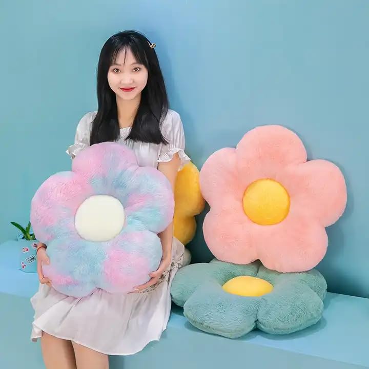 Sunflower Shaped Pillow 6 Kali, Cute Preppy Decorative Throw Pillow, Rainbow - 35 Cm | Floor Cushion With Fiber Filling For Aesthetic Decoration | Soft & Plush Pillow, Versatile Use