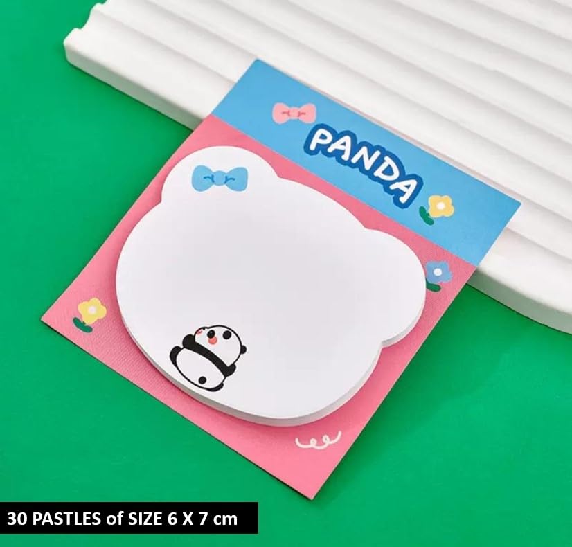 Cute Panda Sticky Note Pads, Self-Stick Notes, Study, School & Organizing (Multicolor-Pack Of 4)