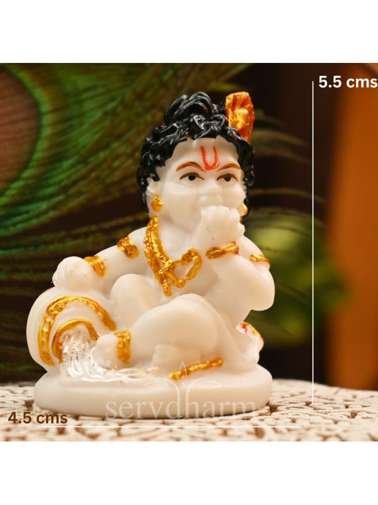 Baby Krishna Bal Gopal Murti, Decorative Showpiece, God Idol, Resin, White Idol, Beautiful Design, Handcrafted By Indian Artisans, All Occasions, Best Gift Option, Festivals Statue