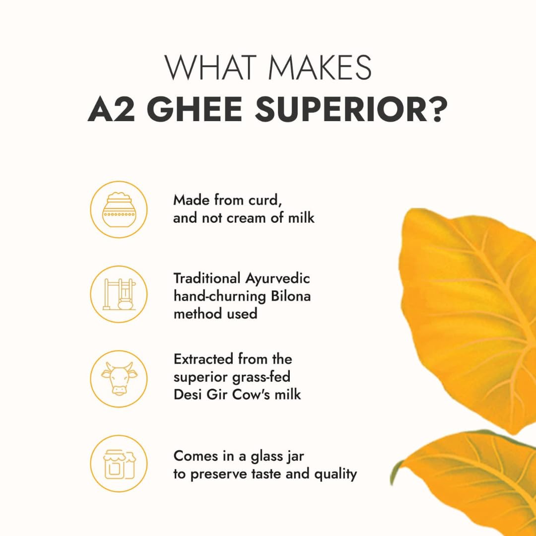100% Natural A2 Gir Cow Ghee By Bhumi Organic | Naturally & Healthy Bilona Method Cow Ghee | (1 Litr) 33.8 Ounce | Jar Pack