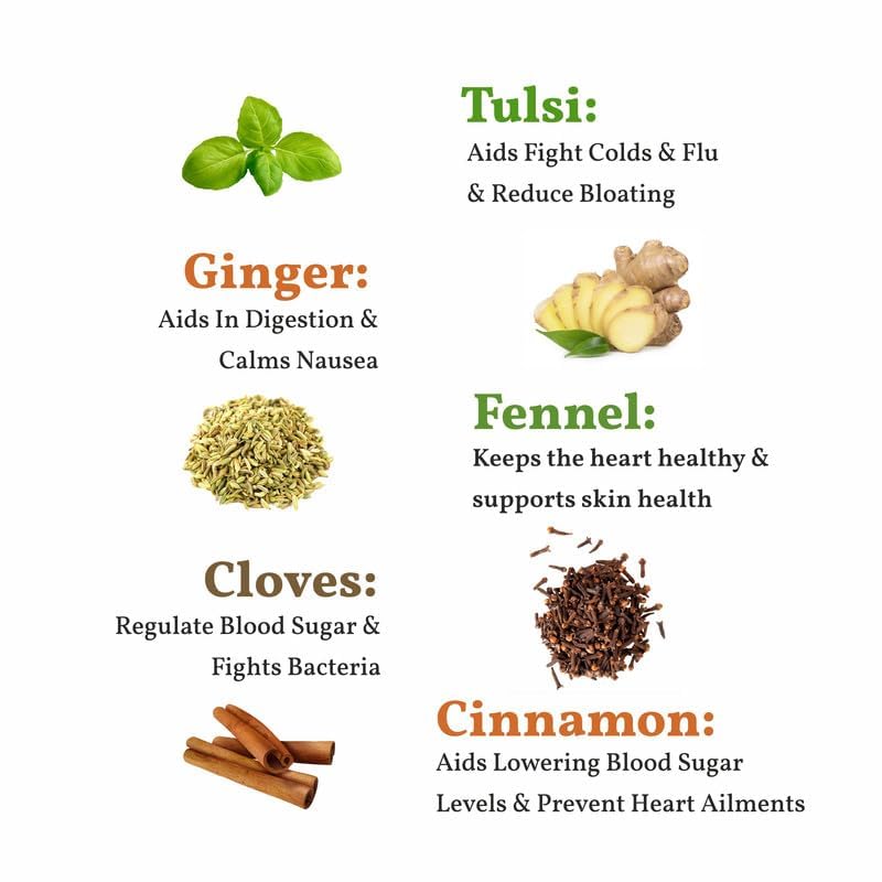 San-Cha Ayurveda Detox Tulsi Cinnamon Ginger Herbal Tea - 25 Biodegradable Pyramid Tea Bags | Boosts Immunity, Fights Bacteria - Caffeine Free