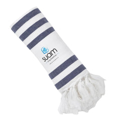 Suam Suntails Luxury Pure Cotton Towels 400 Gsm | Absorbent, Quick Dry Super Soft | Ideal For Bath, Beach, Swimming And Travel | Standard Size (Dark Blue & Orange), 250 Tc