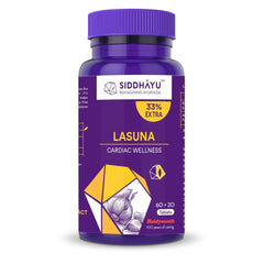 Siddhayu Lasuna Garlic Tablet Cardiac Wellness, Improves Digestion Balance Cholesterol Levels, All - Natural Formula Containing 100% Pure Garlic Extract | 80 Tablets 100gm 0.2lbs