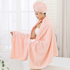 HomeCloud Korean Bath & Face Towel 400 Gsm | Plush Soft & Luxury Towel Set With Hanging Loop | 3x Softer Than Cotton Towels | Set Of 2 (Pink)