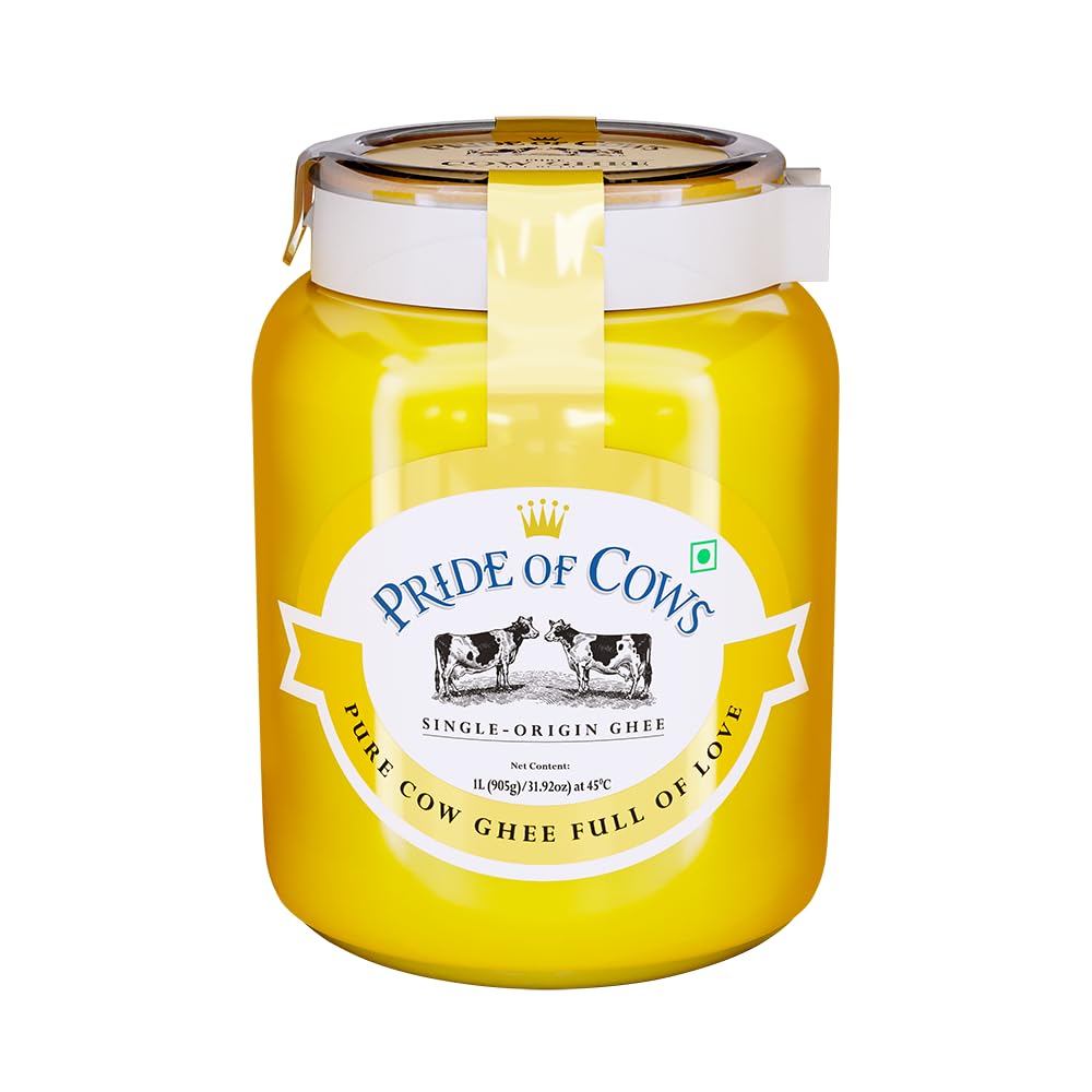 Premium Desi Cow Ghee By Pride Of Cows | High In Vitamins A, D & Healthy Desi Ghee Good For Cooking | (1 Litr) 33.8 Ounce | Jar Pack