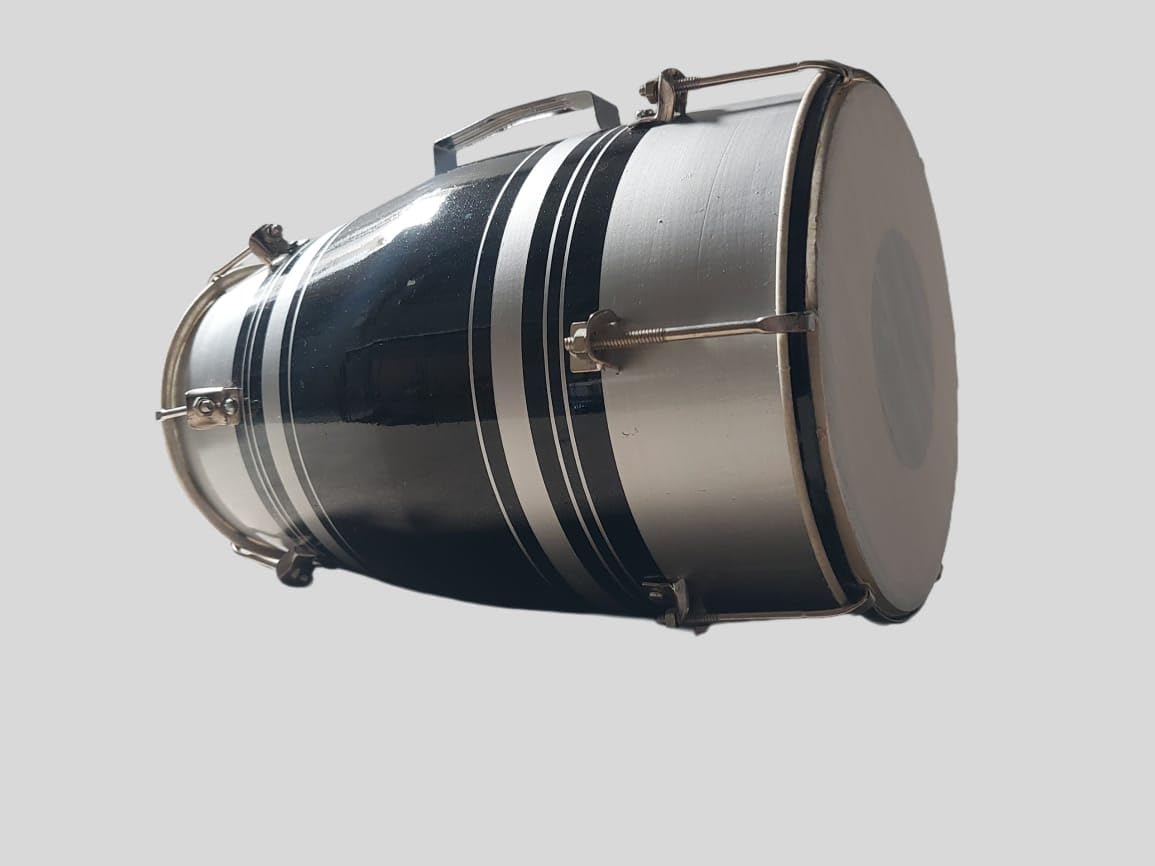 Baby Dholak Drum Nuts & Bolt - Black & Grey | Perfectly Symmetric Round Dholak - Dholak For Festival, Wedding, Satsang | Bolt Tuned Wedding Dholki - Suitable For Both Kids & Adults