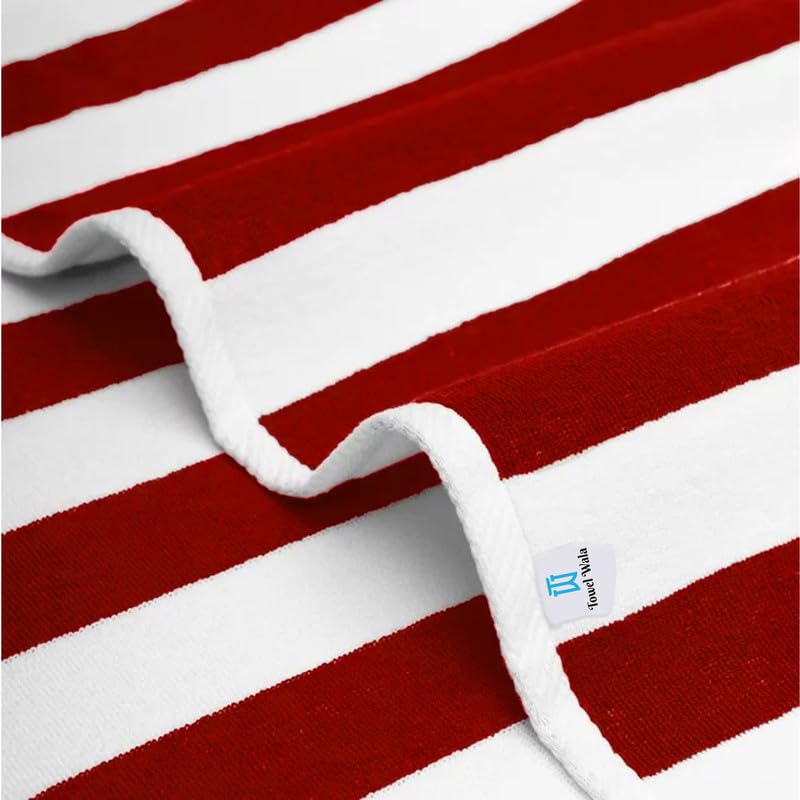 Towel Wala Striped Soft Turkish Cotton Large Bath Towel 450 Gsm | For Men & Women, Hotel Pool Towel (Pack Of 2)