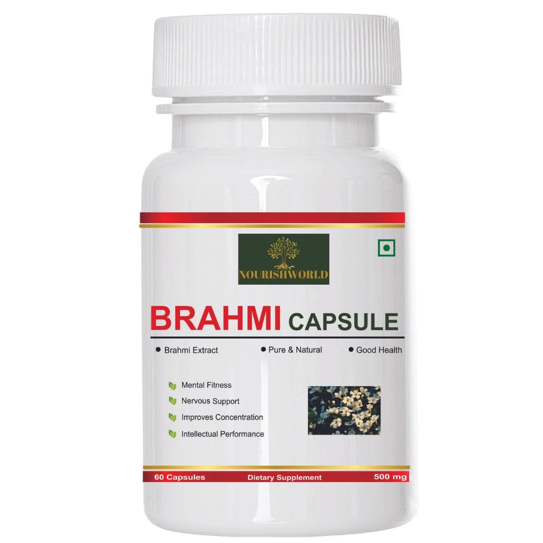 Nourishworld Brahmi Capsules Pure Herbs For Mind Wellness, Helps Improves Alertness | 60 Capsules 100gm 0.2lbs