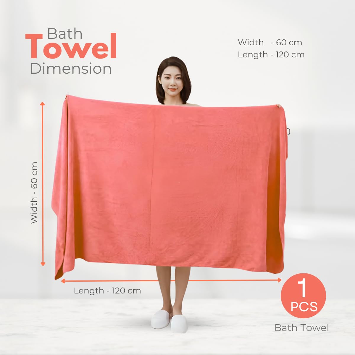 Black Gold The Finer Touch Premium Microfiber Bath Towels 1600 Gsm | Lightweight Ultra-Soft Fade Resistant (Peach) - 4 Pcs