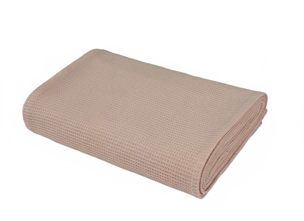 Go Green Organics Gots Certified Waffle Bath Towel 600 Gsm | Super Absorbant & Quick Dry, No Softeners, Environment Friendly Bath Towel (Pearl Blush)