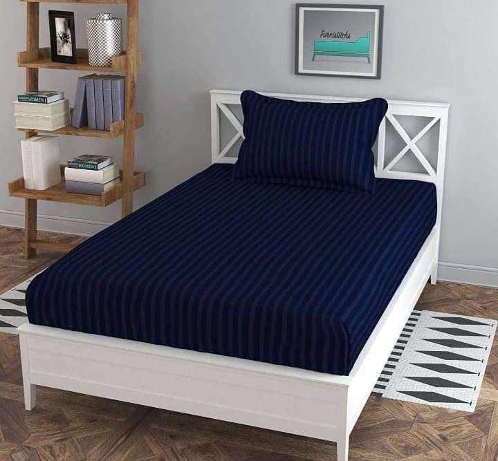 Bedsheet Single Bed With 1 Pillow Cover - 60 X 90 Inches, Dark Blue | Ideal For Home, Hotel, Guest House | Soft, Elegant Microfiber For Ultimate Comfort