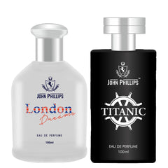 John Phillips Luxury Titanic & London Dreams Eau De Parfum 100ml 3.4 Fl.oz. Each Pack Of 2 For Men & Women