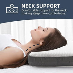 Cooling Gel Memory Foam Pillow, Cervical Pillow, White & Grey, Size - 24 X16 X 3.5 Inch | For Relieving Neck & Shoulder Pain With Free Pillow Cover | Back, Stomach Sleepers - Set Of 4