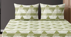 1 Bedsheet For Double Bed With 2 Pillow Covers - 90 X 100 Inches, Light Green & Grey | Premium Cotton Material Double Bedsheet Queen Size | Skin Friendly & Long Lasting