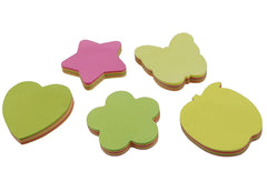Multicolor Sticky Note Set Of 5 Pad X 100 Sheets | Shapes Star, Heart, Butterfly, Flower & Apple