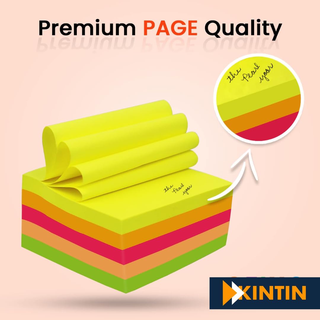 Self Sticky Notes - Pack Of 4 Neon Colors, 400 Sheets - Pack 100 Sheets Per Pad, 4 Color Pads
