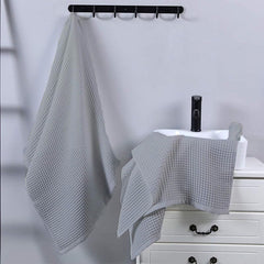 Enchant Home Pure Cotton Waffle Towel 500 Gsm | Lightweight Anti-Microbial & Water Absorbent Soft Touch Quick Drying Hand Towels | Silver (Pack Of 4)