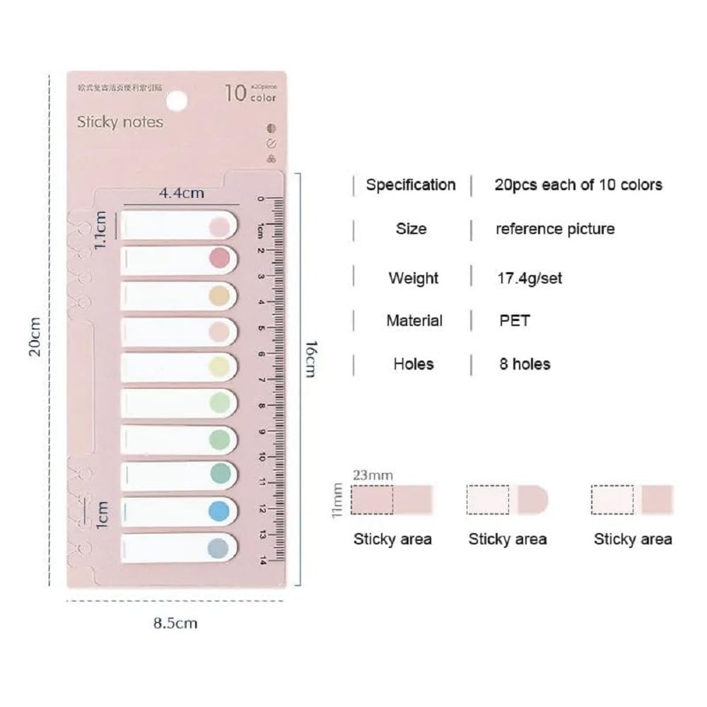 Sticky Notes, Writable Index Tabs, Memo Stickers, Waterproof For Books, Folders - 200 Pieces