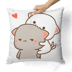 Foam Peach & Goma Mochi Cat Pillow Cushion, Keychain With Card, White | Peach Goma Pillow, For Boyfriend, Valentines Gift For Girlfriend, Valentine Pillow For Couple, Model No - Combo 10