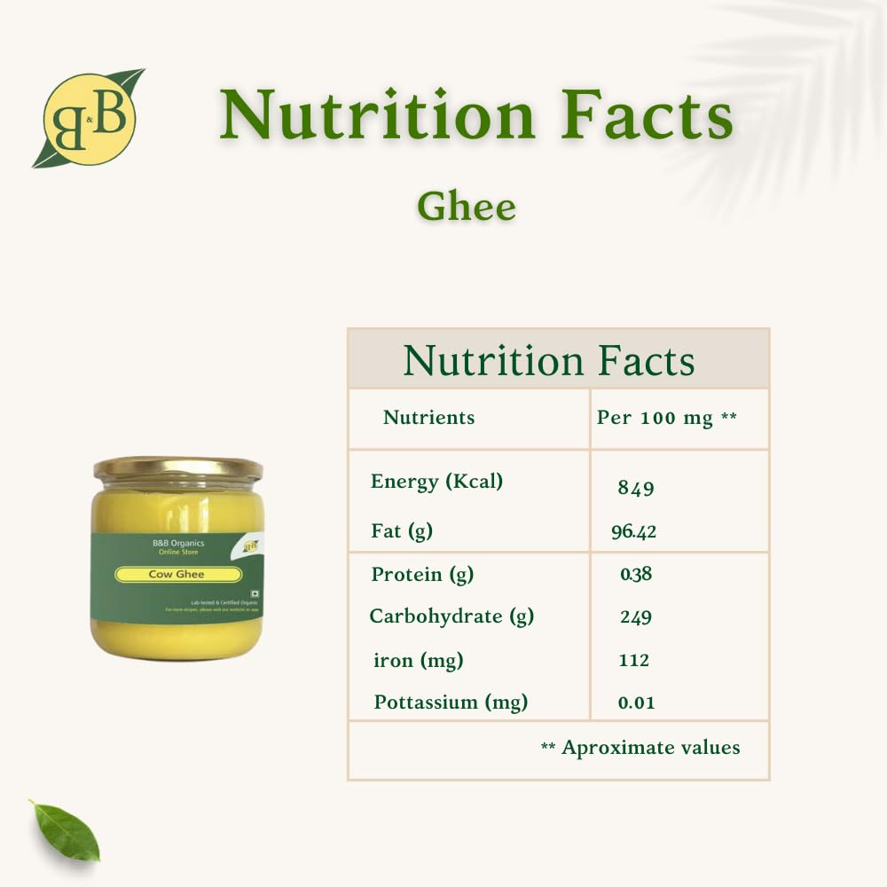 Premium A2 Desi Cow Ghee By B&B Organics | Rich In Nutrients & Delicious Healthy Desi Cow Ghee Strengthens Your Bones | (100ml) 3.3 Ounce | Jar Pack