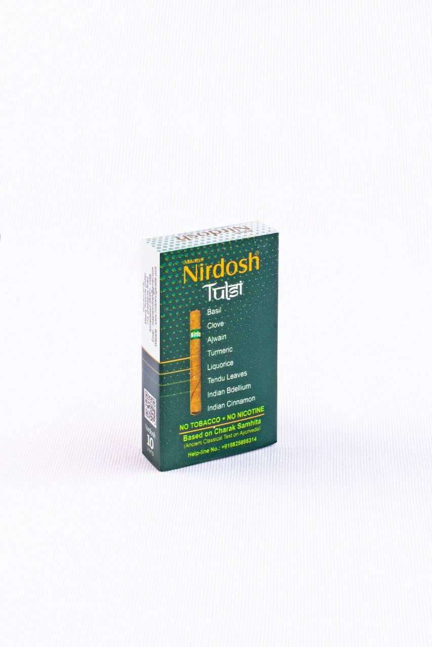 Basil Flavored Herbal Filter Dhoompan Sticks - 10 Pcs Herbal Cigarette | Bidi Sticks Rolled In Tendu Leaves, Non-Addictive Sticks - Tobacco Free & Nicotine Free