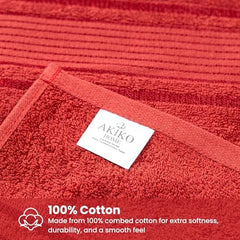 Akiko Home 100% Cotton Essential Series Hand Towels 800 Gsm | Soft, Absorbent & Durable, Cotton Hand Towel For Bathroom Use, Gentle On Skin- Pack Of 4 (Teal & Maroon)