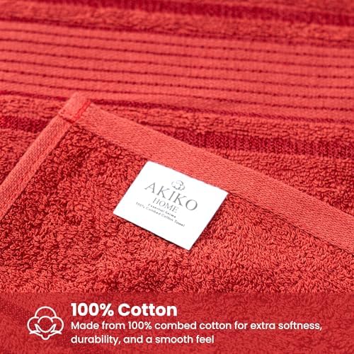 Akiko Home 100% Cotton Essential Series Hand Towels 1200 Gsm | Soft, Absorbent & Durable, Cotton Hand Towel For Bathroom Use, Gentle On Skin- Pack Of 6 (Green & Maroon)