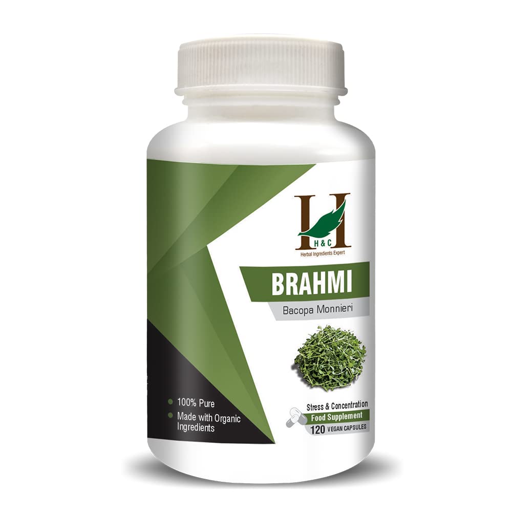 H & C Herbal Ingredients Expert Brahmi / Bacopa Monnieri Capsules Dietary Supplement | 120 Capsules 200gm 0.4lbs