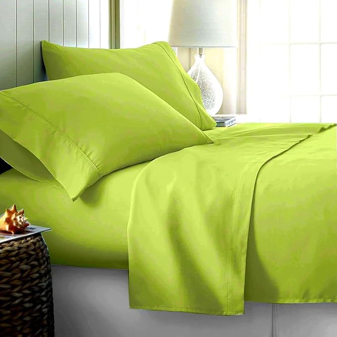 Pure Microfiber Plain Bedsheet With 1 Pillow Cover | 300 Thread Count - Single Bedsheet Traditional | Size 60 X 90 Inches, Neon Green