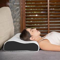 Memory Foam Pillow, Ergonomic Cervical Pillow For Neck Support - Black & White | Orthopedic Memory Foam Pillows, Supports Neck & Shoulder Pain For Sleeping, Adjustable Pillow